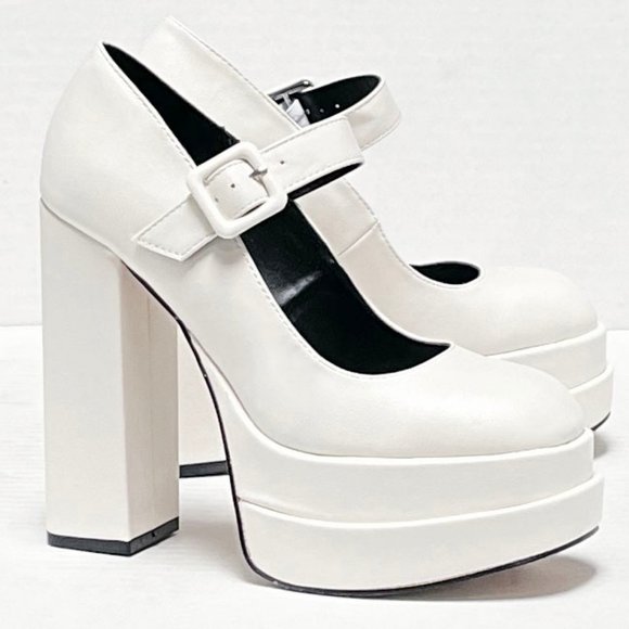 Shoes New White Mary Jane Platform Chunky Heel Pumps Poshmark